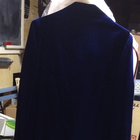 Vintage Blue Velvet Ankle-Length Dress Long-Sleeve 60s-70s Classic About Size 8 - Picture 1 of 4